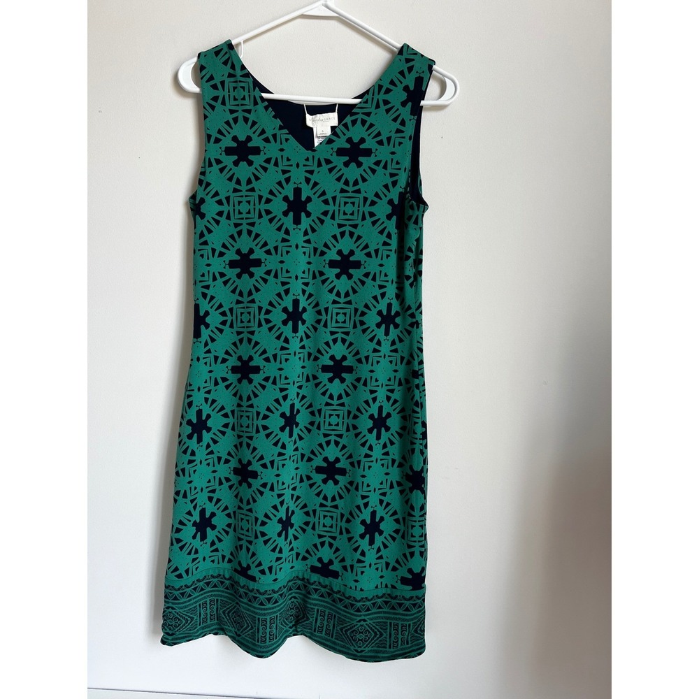 Magnolia Grace Dress - Women's Sleeveless Green Geometric‎ Print Casual Sz S